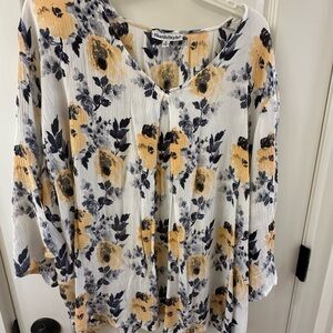 NorthStyle Floral Blouse - White, Yellow, and Blue